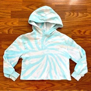 Art Class Girls Medium 7-8 Hoodie Pullover Crop Sweatshirt Blue White Swirl EUC!